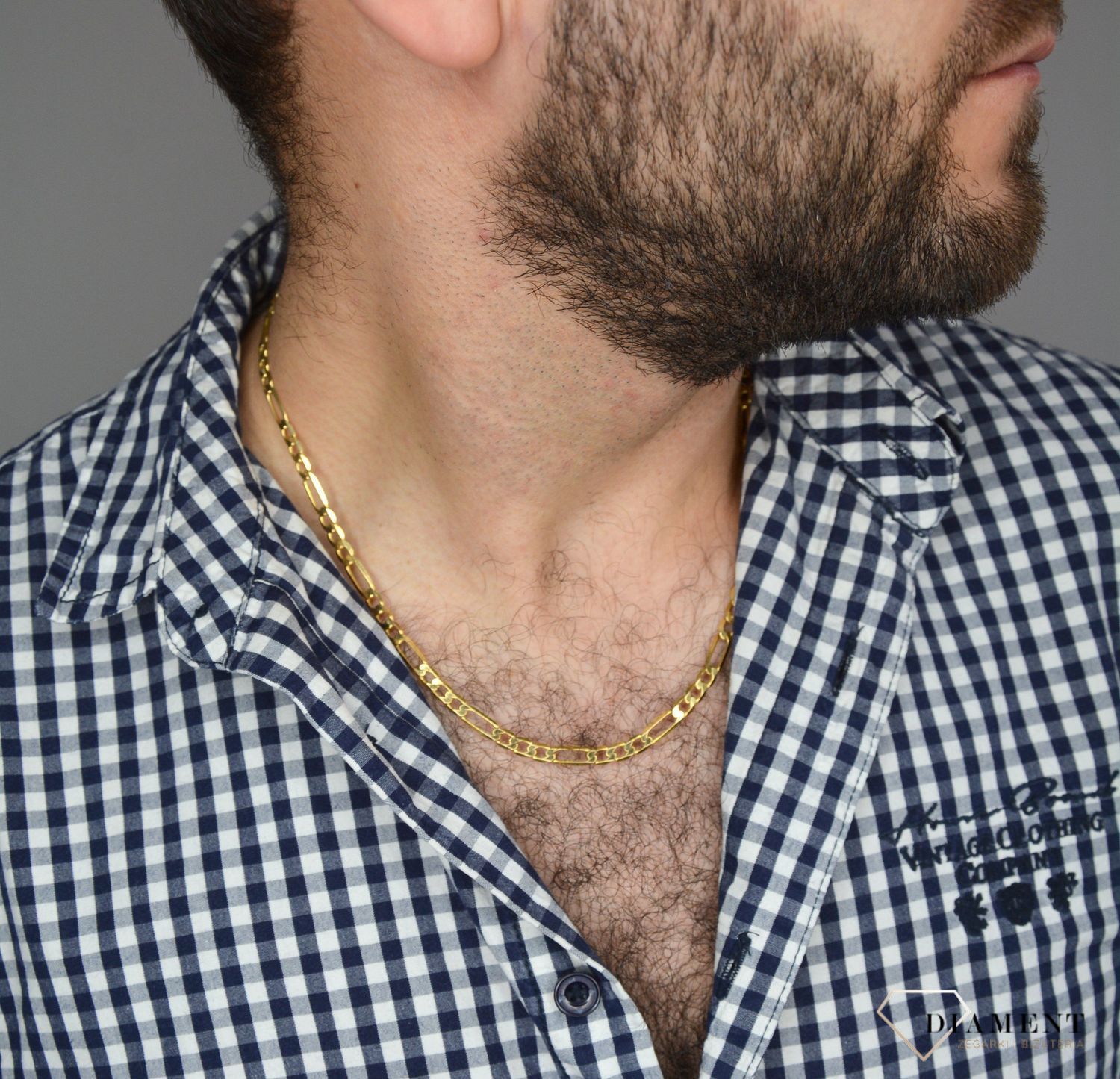 Złoty łańcuszek 585 Figaro 5 mm DIA-LAN-1134-585 5mm ✅ Złoty łańcuszek o splocie figaro wykonany z najwyższej jakości żółtego złota próby 585.jpg